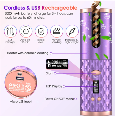 Fast Portable Cordless Hair Curling Iron