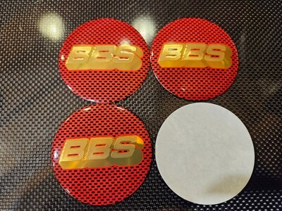 RED/GOLD Carbon fiber 65MM BBS center cap