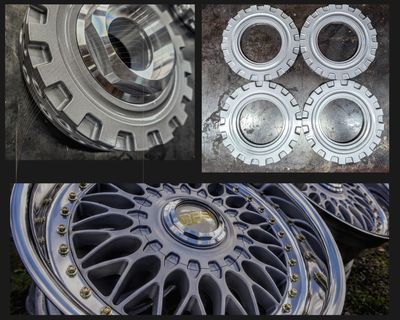 6061 Aluminum RC / Stock-Style Center Plates / Waffles for BBS RC090 Style 5 Wheels – OEM Replacement (Set of 4)
