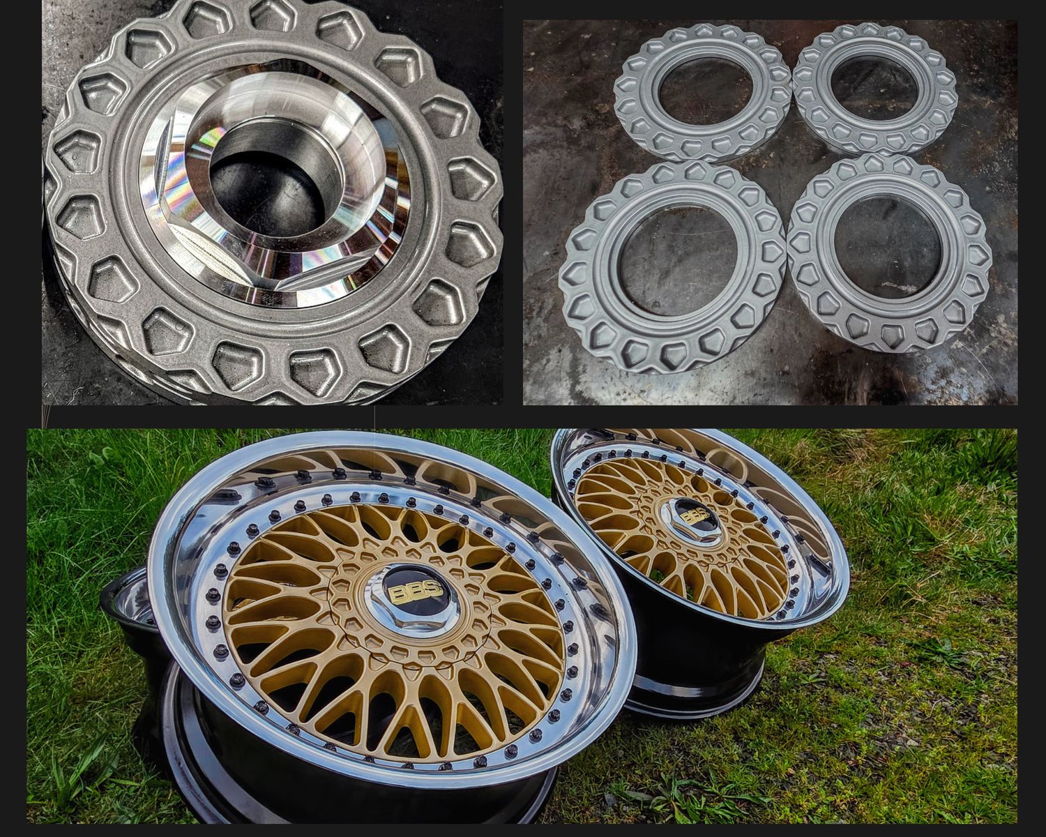 6061 Aluminum RS-Style Center Plates / Waffles for BBS RC090 Style 5 Wheels – OEM Replacement (Set of 4)