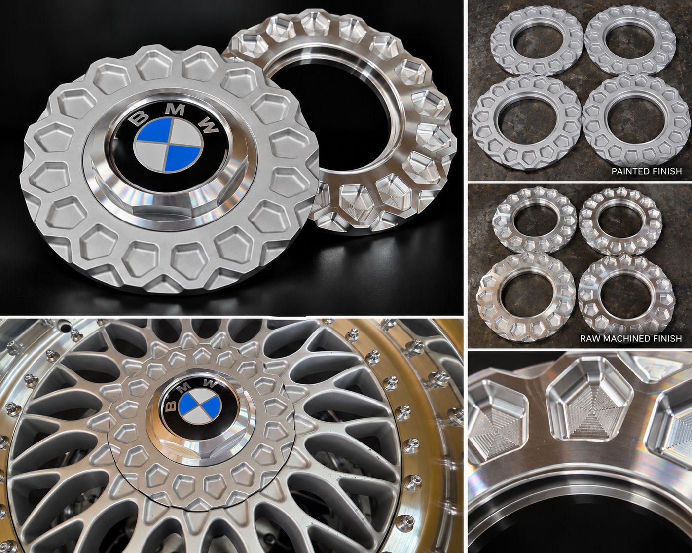 6061 Aluminum RS-Style Center Plates / Waffles for BBS RC090 Style 5 Wheels – Set of 4