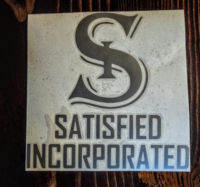 Satisfied Incorporated Gloss Die-Cut Logo Stickers – Multiple Sizes &amp; Colors