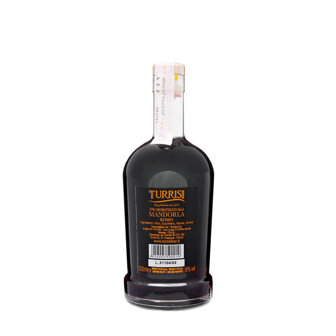 Bottiglia di vino alla mandorla rosso