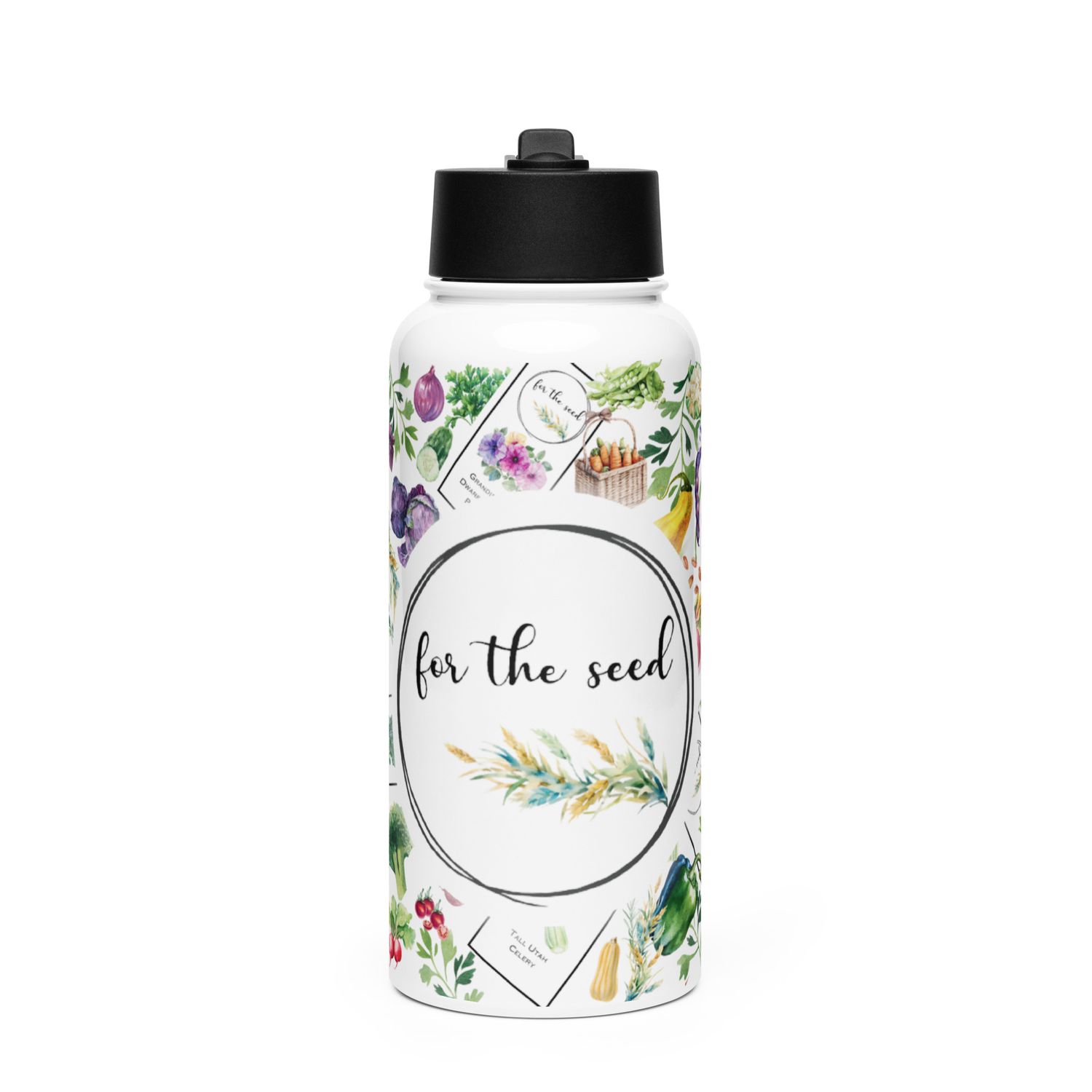 Stainless steel water bottle with a straw lid