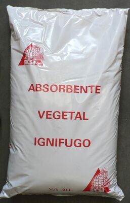 Absorbente industrial vegetal ignífugo, saco 40 L.