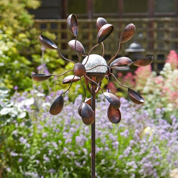 Solar Gemini Spinner with Solar Crackle Globe