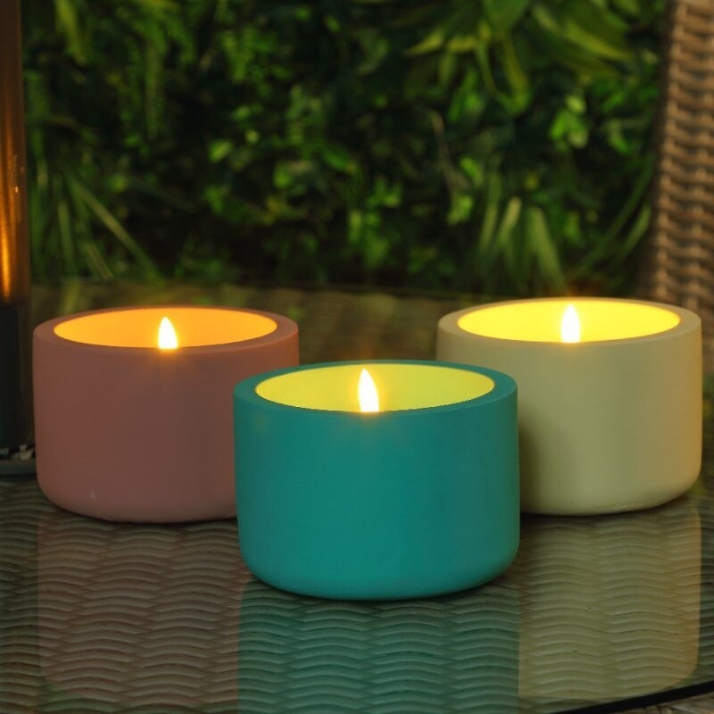 Concrete 12CM Candles Battery Operated In 3 Colours