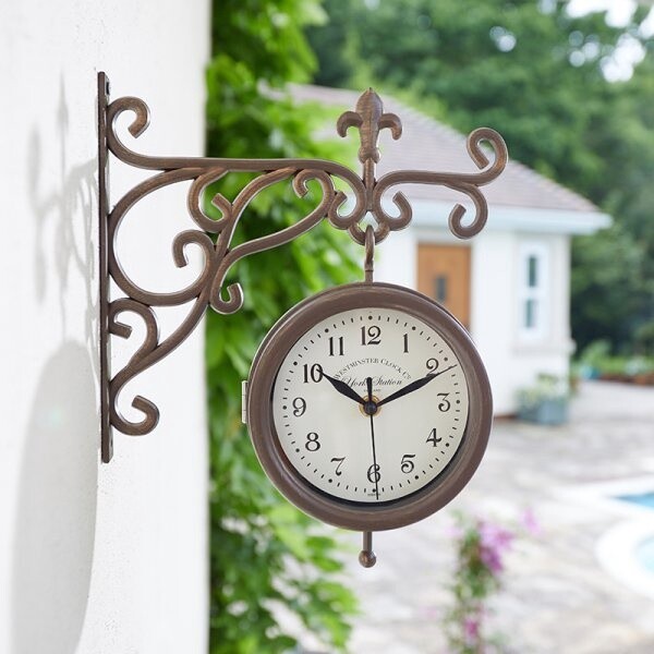 Double Sided York Station Clock &amp; Thermometer