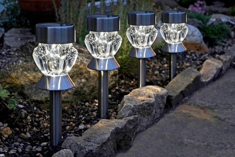 Crystal Glass Stake Light - 4 Pack
