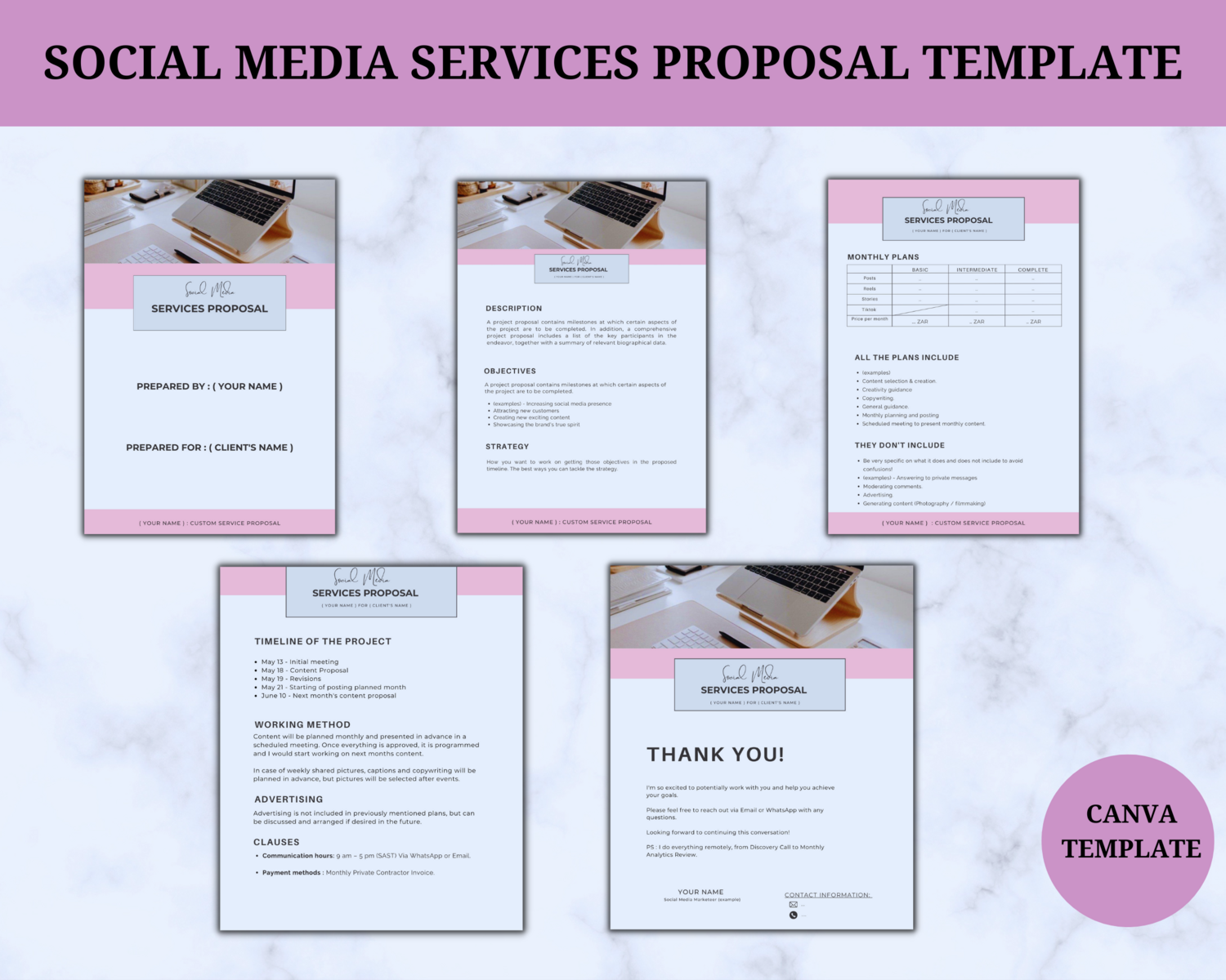 Proposal + Pricing Template: Social Media Managers