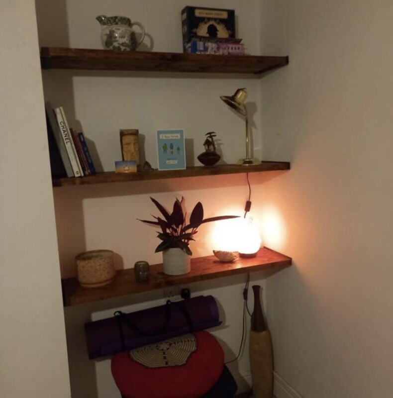 Scaffold Board Shelves with Alcove Brackets - 225mm deep