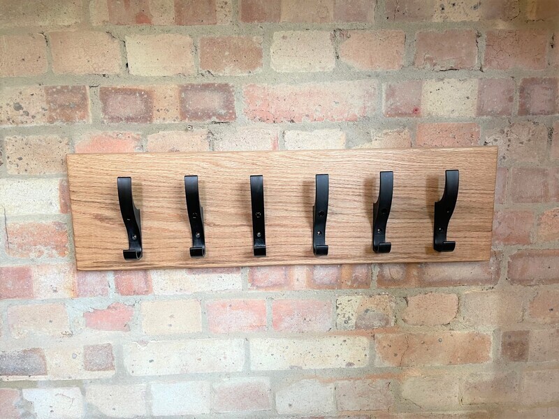 Oak Coat Rack with double hook - Various Coloured Pegs available