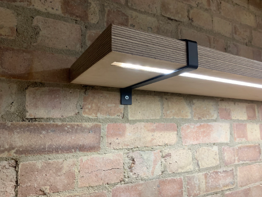 Birch wood ply shelves with led lighting - with suspense brackets!