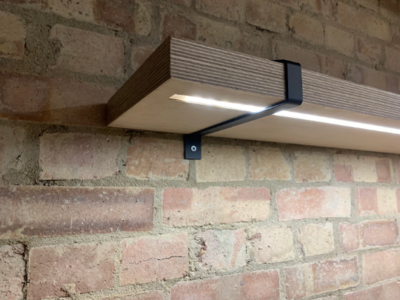Birch wood ply shelves with led lighting - with suspense brackets!
