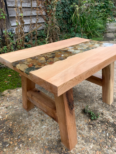 Oak Coffee Table with resin river inset