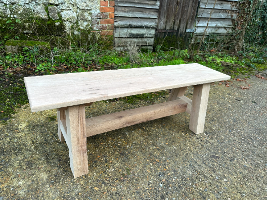 Oak dining/kitchen bench a frame legs in oak