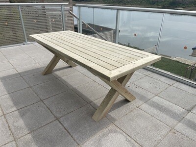 Outdoor Garden Patio Table with Standard Table Top and X Leg (treated)