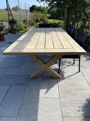 Outdoor Garden Patio Table with Traditional Table Top and X Legs (treated)