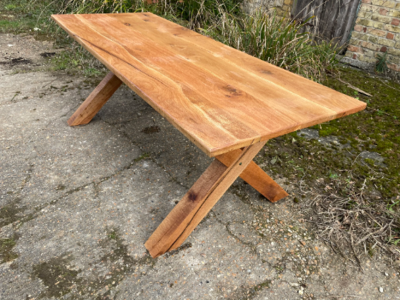 Oak dining table with x legs