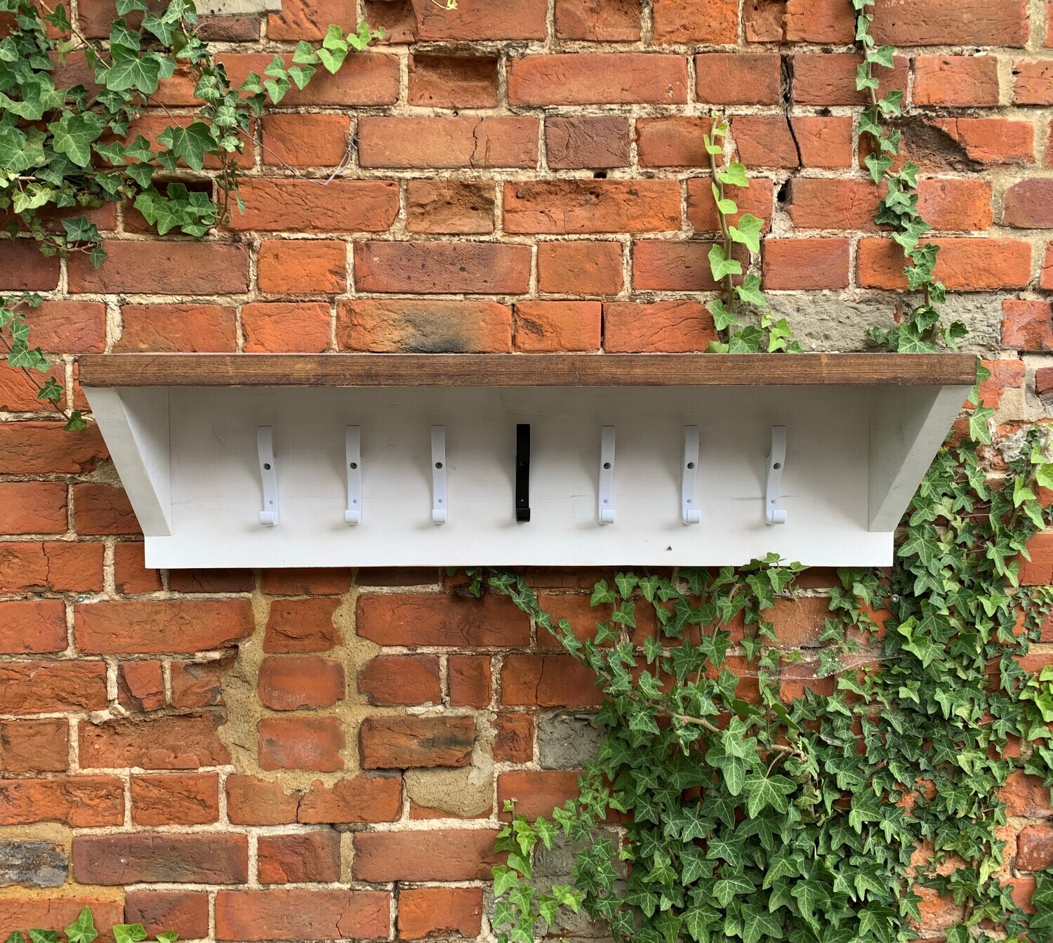 Reclaimed Pine Double Hook Coat rack with Shelf