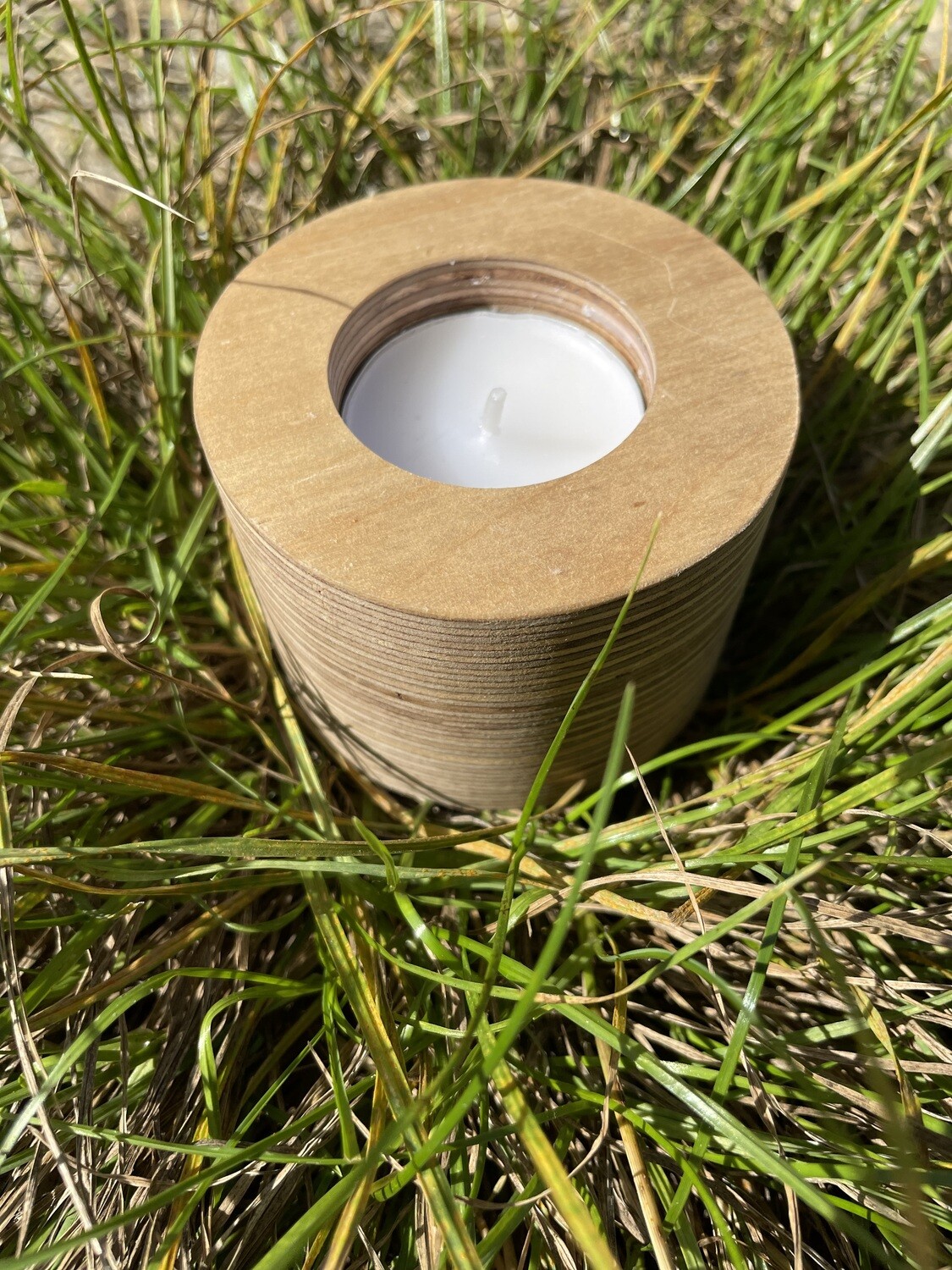 Round Birch wood Ply Single Votive Tea candle holder