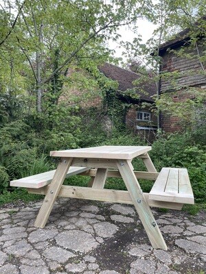 Heavy Duty Garden Picnic Table / Pub Bench with breadboard ends