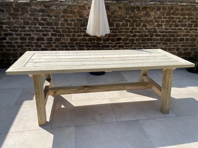 Outdoor Garden Patio Table with Traditional Table Top and H Legs (treated)