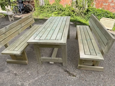 Outdoor Garden table with back benches (treated)