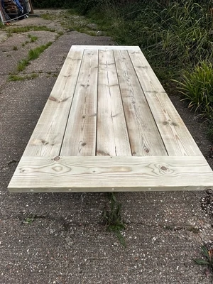 Outdoor Garden Patio Table with Farmhouse Table Top and X leg (treated)
