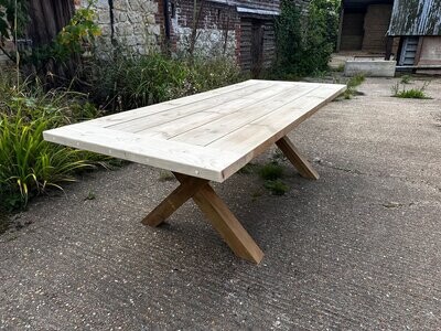 Outdoor Garden Patio Table with Farmhouse Table Top and X leg (treated)