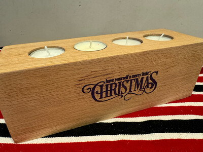Christmas Themed Table Centrepieces - in chunky oak