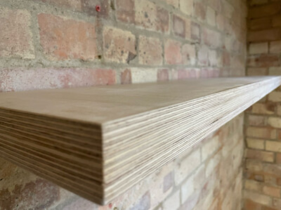 Birch Wood Ply Shelves with Alcove Brackets - 225mm deep
