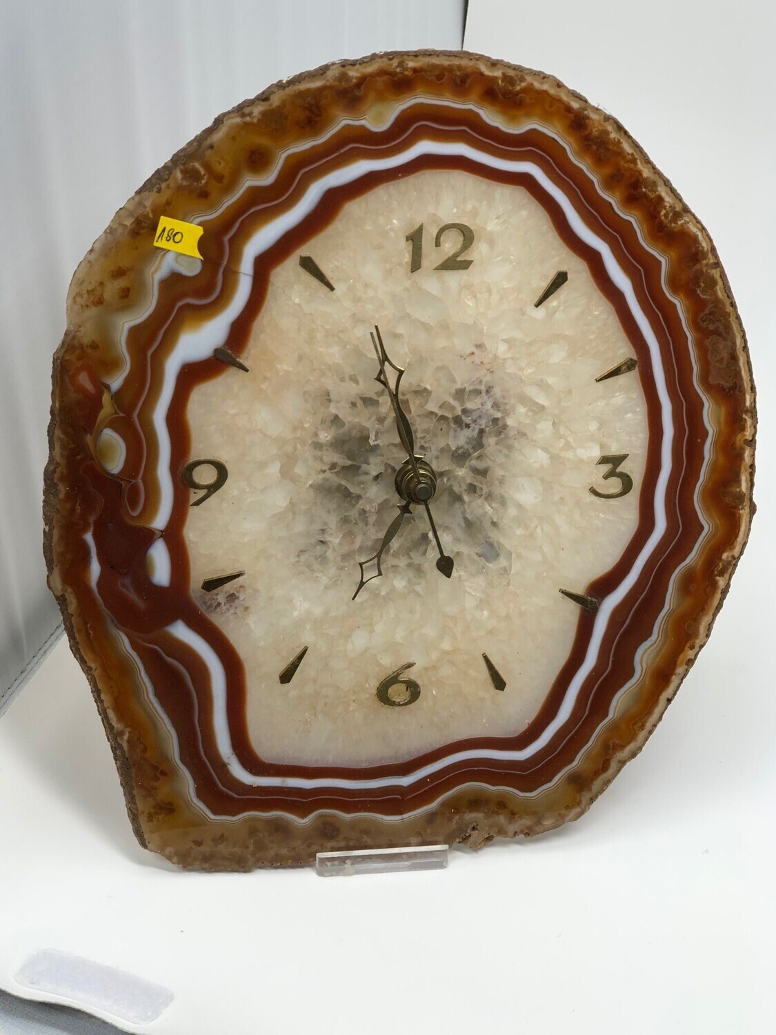 Horloge murale en agathe brune et blanche
