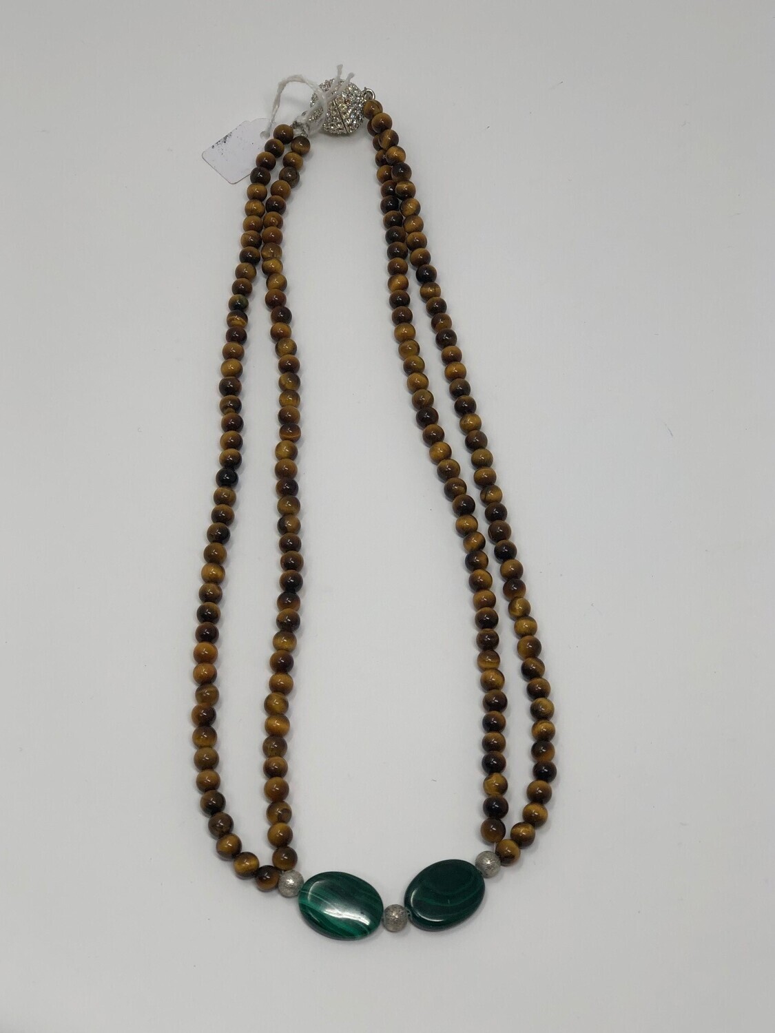 Collier en oeil de tigre et malachite