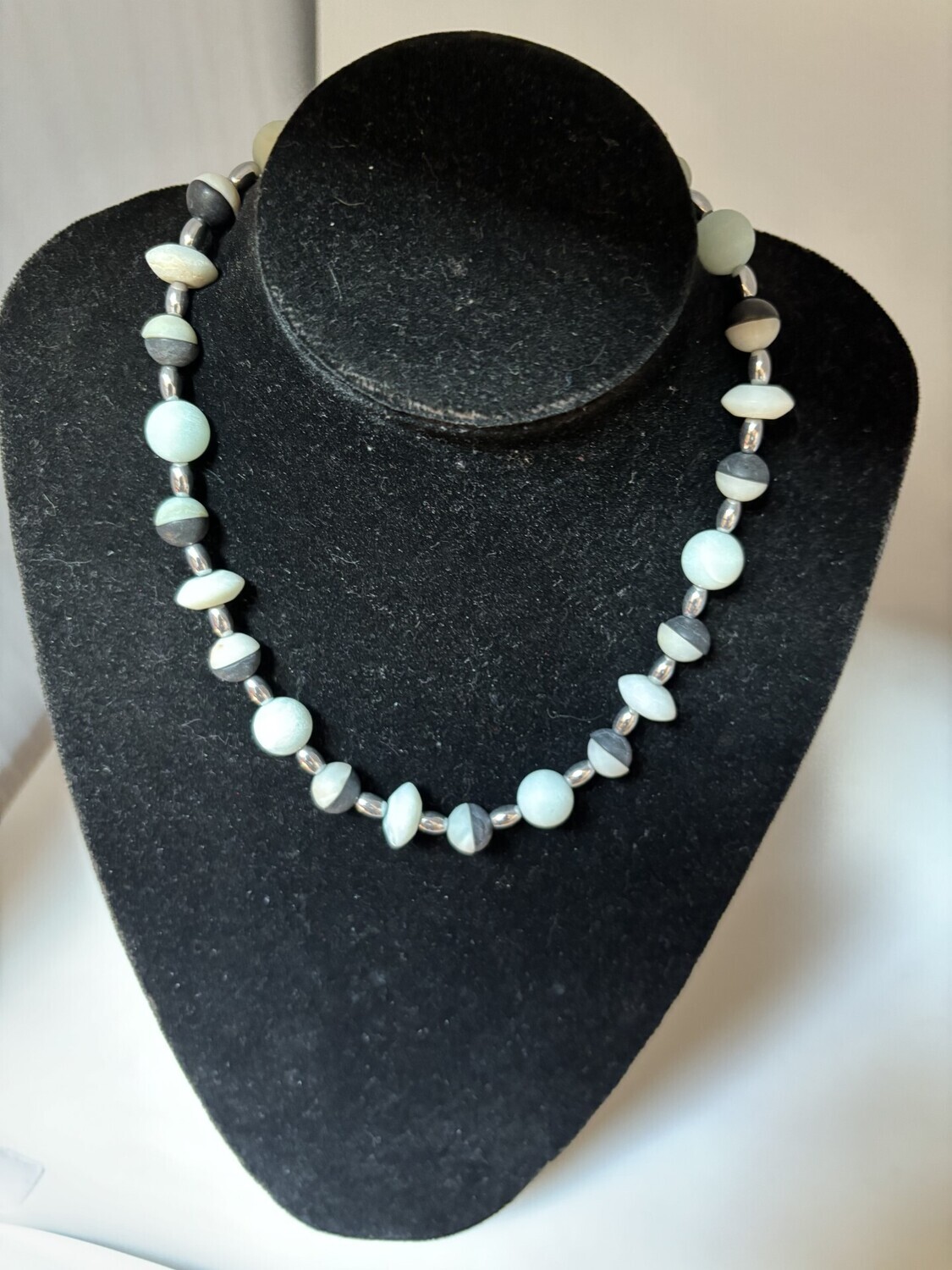 Collier amazonit et hématite en intermédiaires