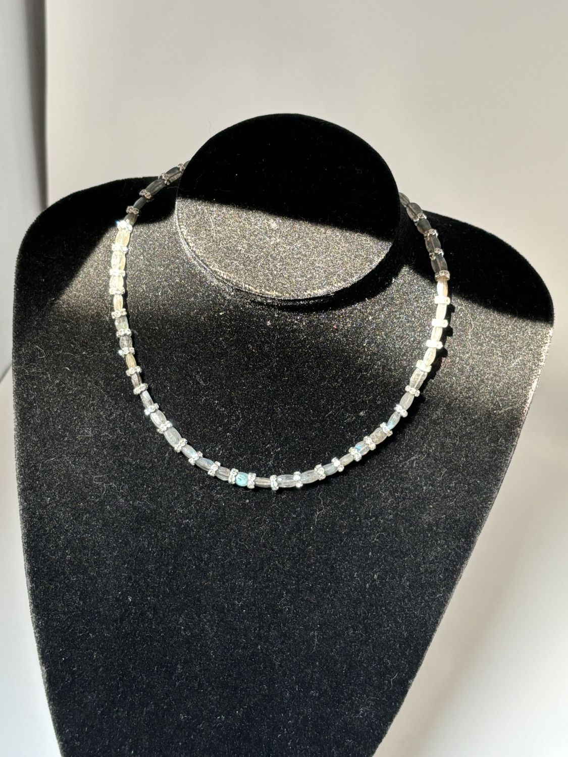 Collier labradorite et zirkon