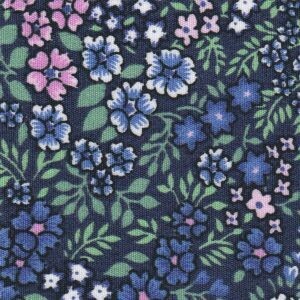Dark Blue Pink Green Floral Fabric