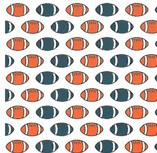 Football Print Orange and Blue Fabric