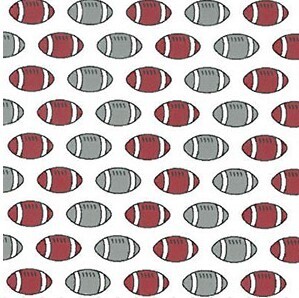 Football Print Red and Grey Fabric
