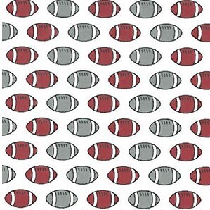 Football Print Red and Grey Fabric