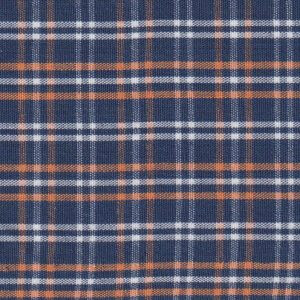 Navy Orange White Plaid Fabric