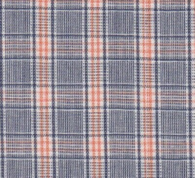 Orange Navy White Plaid Fabric