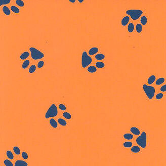 Orange with Navy Paw Fabric