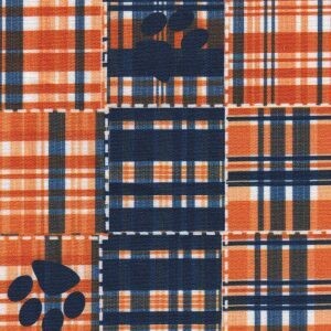 Tiger Paw on Plaid Fabric