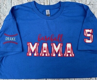 Baseball MAMA Shirt with Custom Sleeves