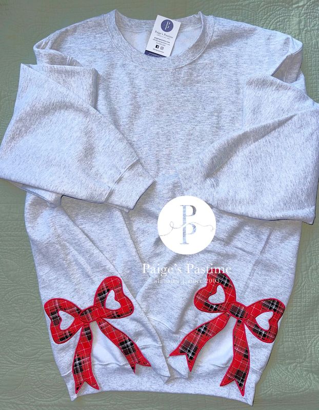 Red Plaid Side Bow Sweatshirt