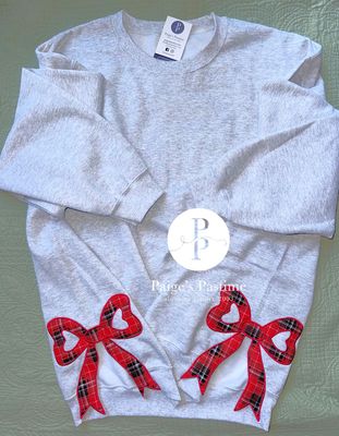 Red Plaid Side Bow Sweatshirt