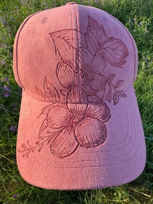 Hand-Burned Faux Suede Hat Baseball Cap