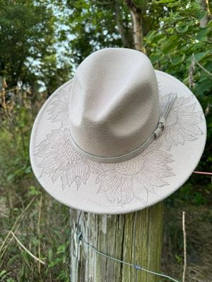 READY TO SHIP Hand Burned Ranchers Hat "Sunny Daze"