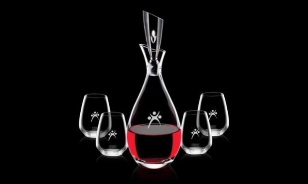 Juliette Series Decanter and 4 Stemless Wine Glass Set-100326